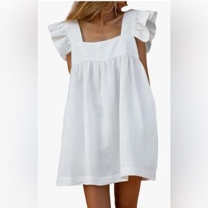 Ruffle Sleeveless Mini Dress Square Neck